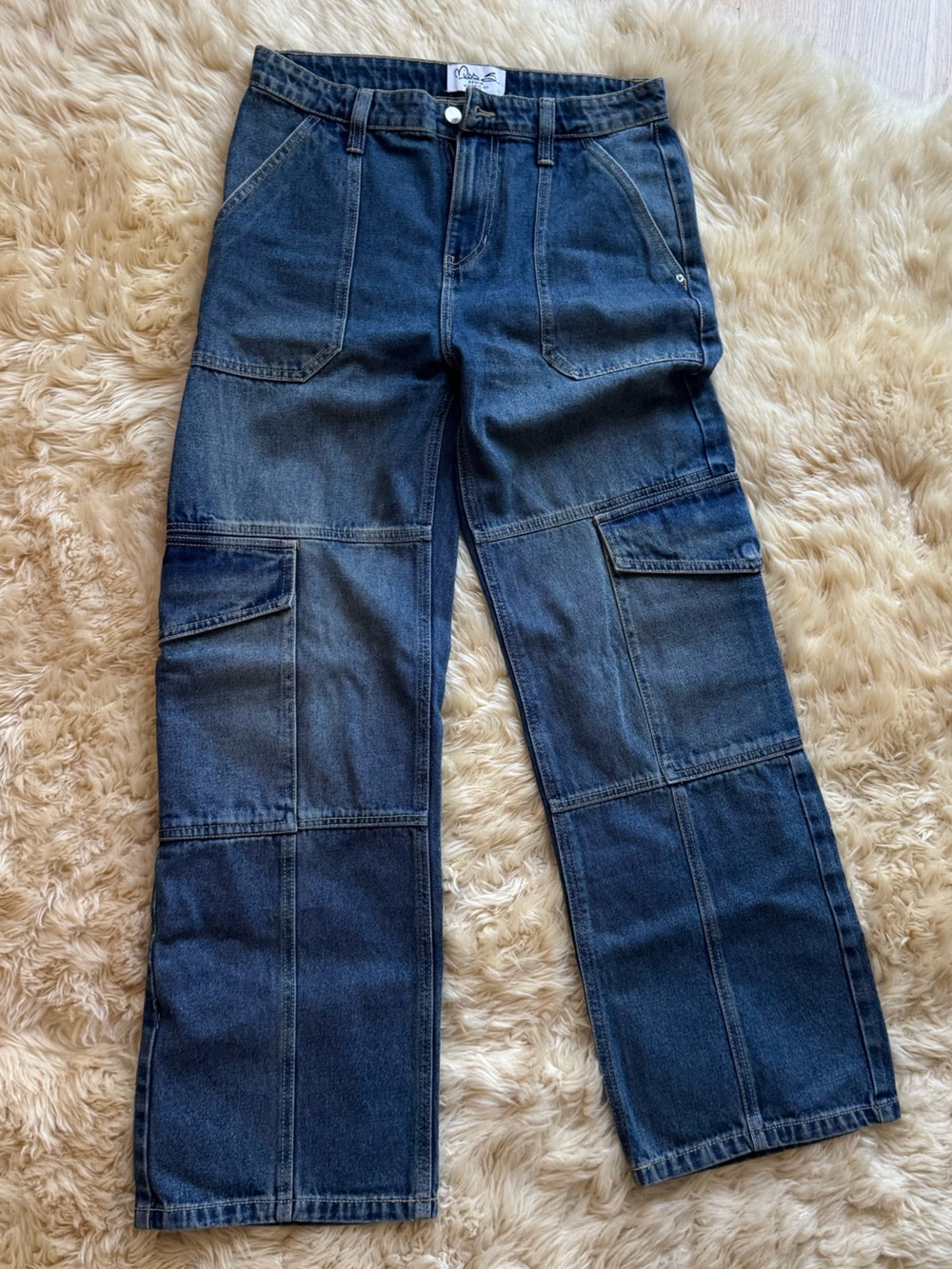 Miss S. Dark Blue Women’s High Waisted Cargo Jeans
